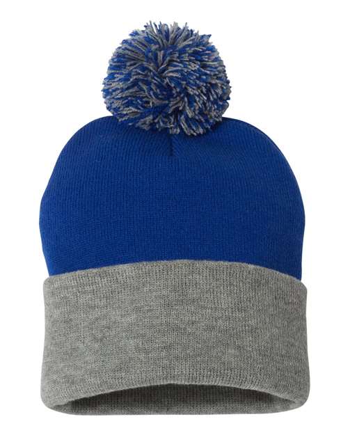 12" Pom-Pom Cuffed Beanie | USA Decoration