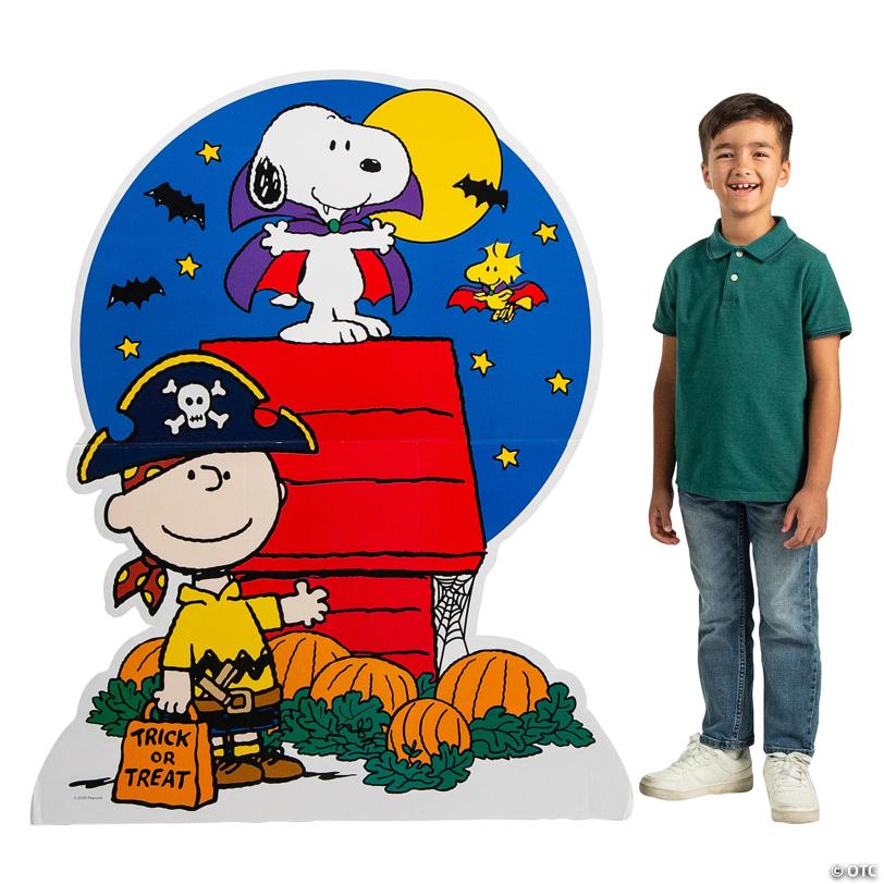43" x 54" Halloween Peanuts Charlie Brown, Snoopy & Woodstock Cardboard Cutout Stand-Up
