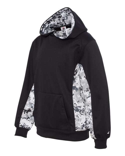 Youth Digital Camo Colorblock Performance Fleece Hooded Sweatshirt | USA Decoration