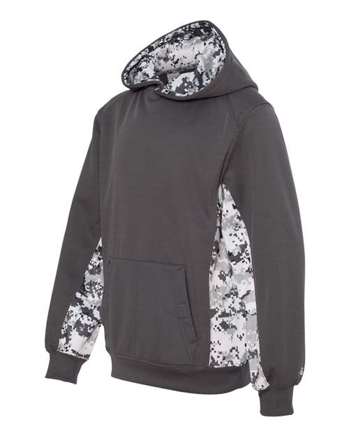 Youth Digital Camo Colorblock Performance Fleece Hooded Sweatshirt | USA Decoration