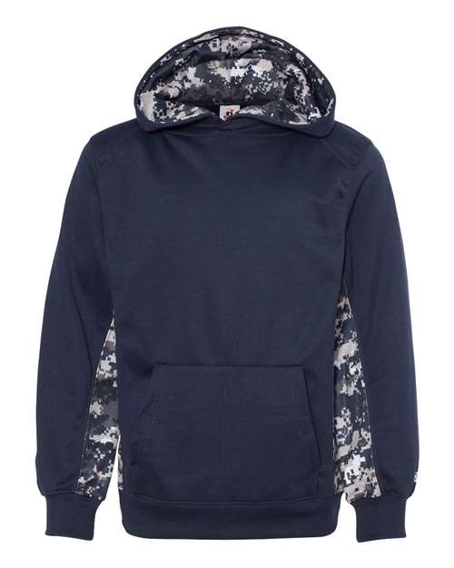 Youth Digital Camo Colorblock Performance Fleece Hooded Sweatshirt | USA Decoration