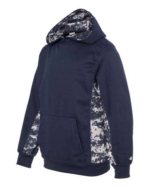Youth Digital Camo Colorblock Performance Fleece Hooded Sweatshirt | USA Decoration