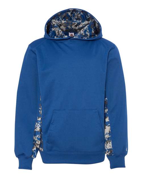 Youth Digital Camo Colorblock Performance Fleece Hooded Sweatshirt | USA Decoration