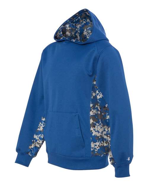 Youth Digital Camo Colorblock Performance Fleece Hooded Sweatshirt | USA Decoration