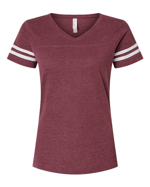Women's Football V-Neck Fine Jersey Tee | USA Decoration