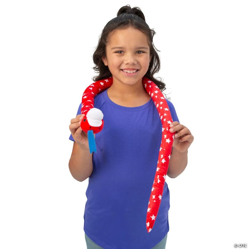 45" Patriotic Red, White & Blue Star Stuffed Snakes - 12 Pc.
