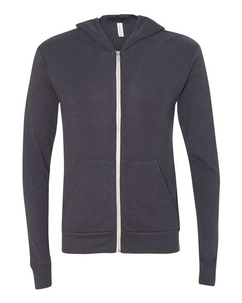 Triblend Lightweight Full-Zip Hooded Long Sleeve Tee | USA Decoration