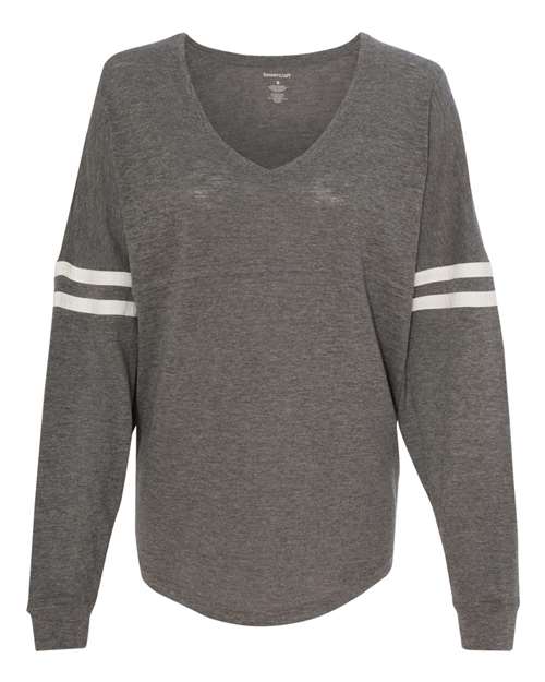 Women’s Slub Jersey Varsitee V-Neck Long Sleeve T-Shirt | USA Decoration