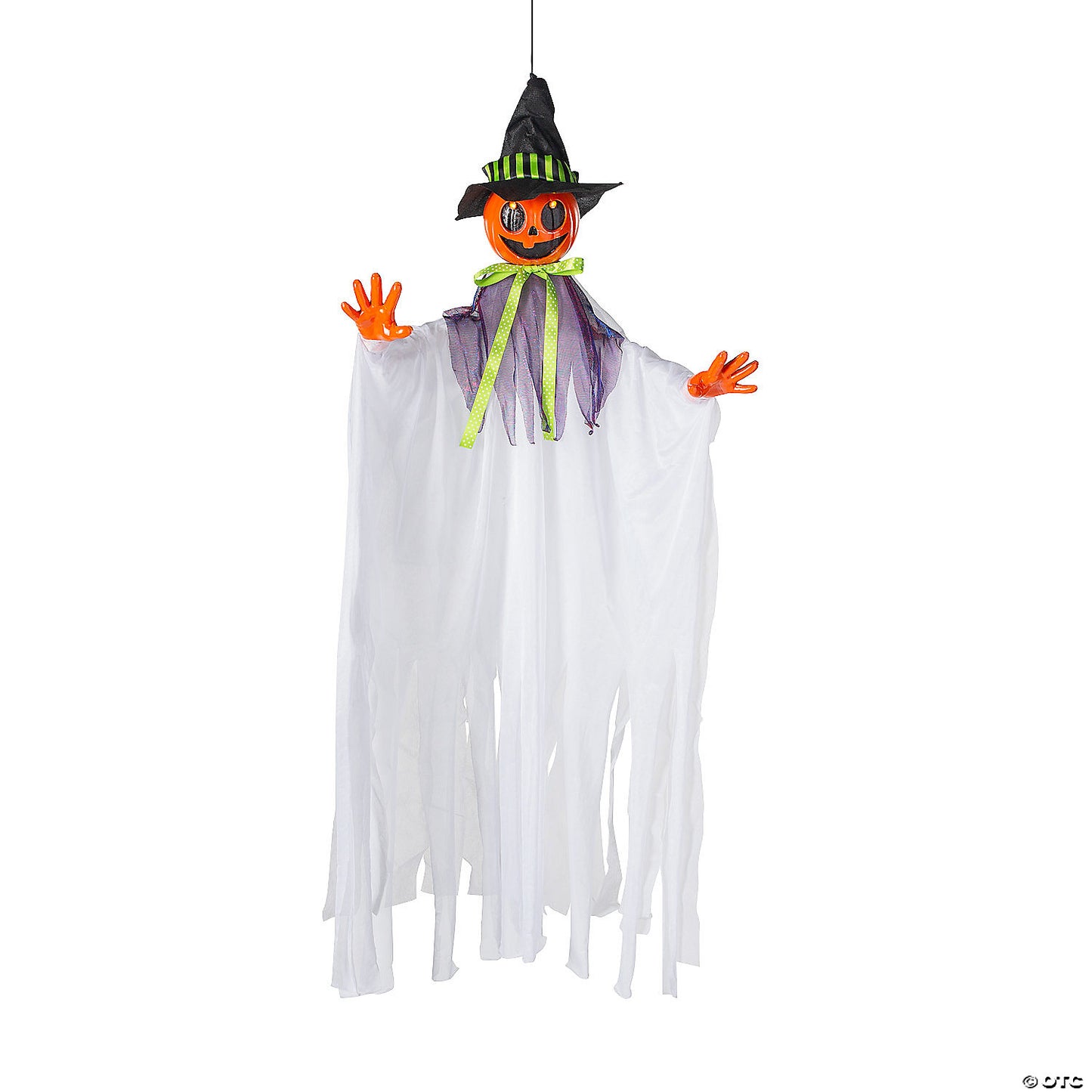 47 1/4" Hanging Smiling Pumpkin Scarecrow Animated Prop Halloween Decoration | USA Decoration®