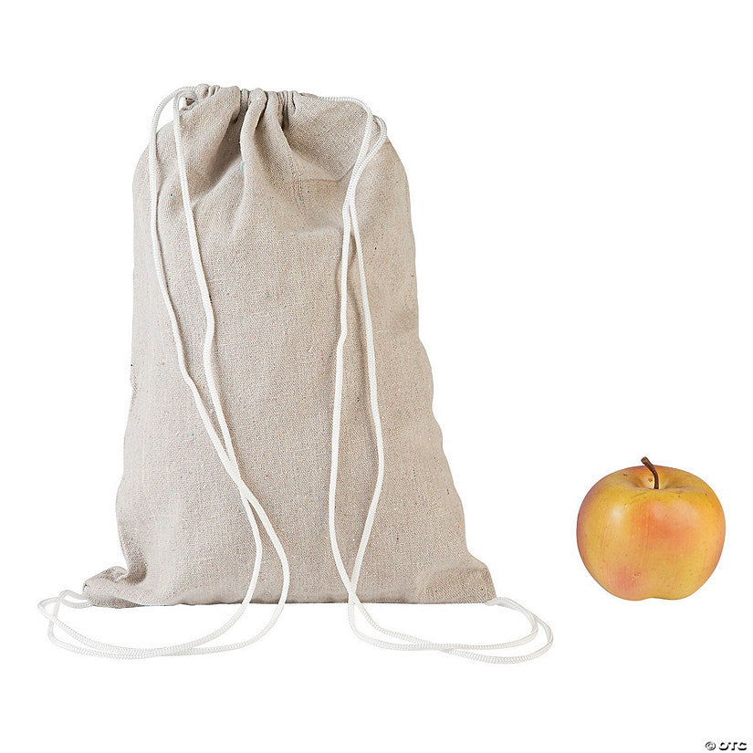 9" x 13 1/2" DIY Canvas Drawstring Bags - 12 Pc. | USA Decoration®