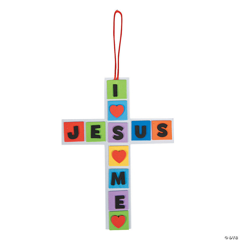 8 3/4" I Love Jesus, Jesus Loves Me Cross Foam Craft Kit - Makes 12 | USA Decoration®