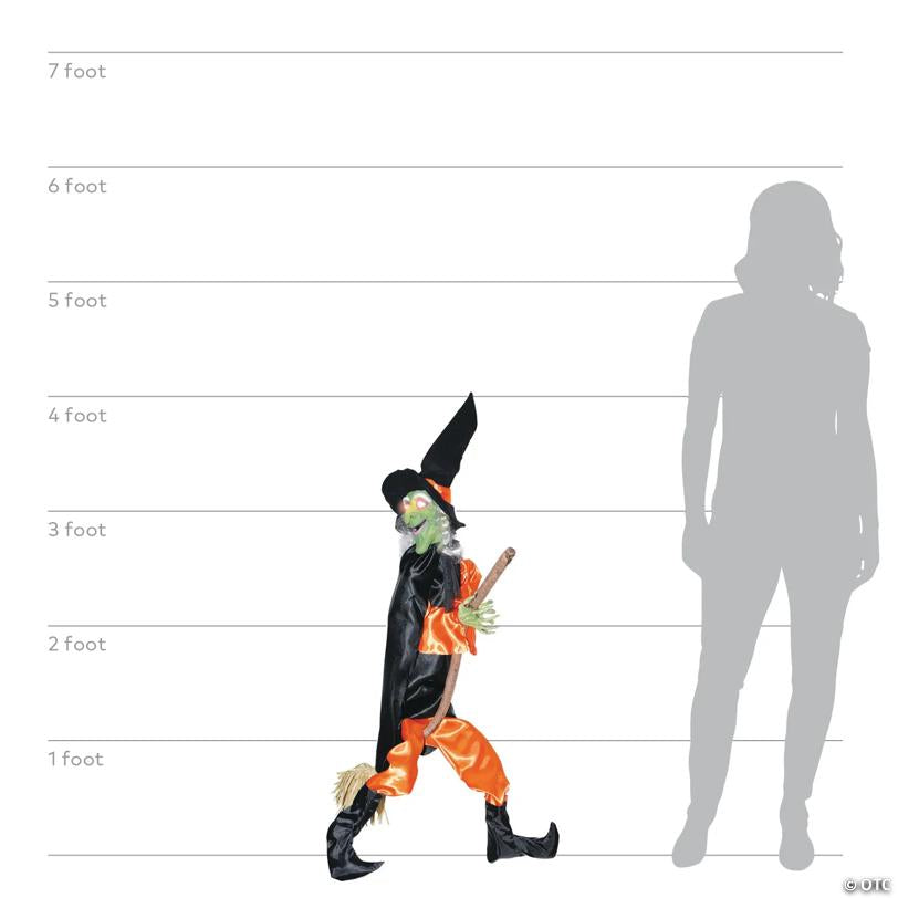 48" Hanging Leg Kicking Witch With Broom Halloween Decoration
