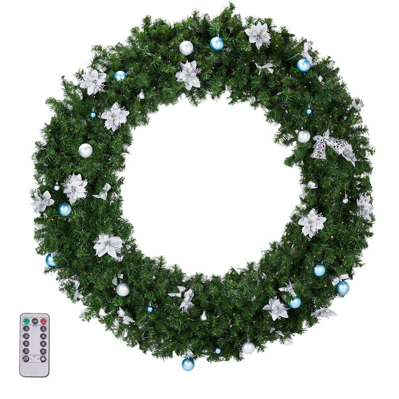 Pine Christmas Wreath hung on a wooden door