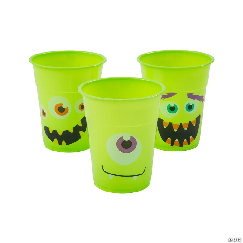 4" 10 oz. Bulk 50 Ct. Halloween Monster Disposable BPA-Free Plastic Cups