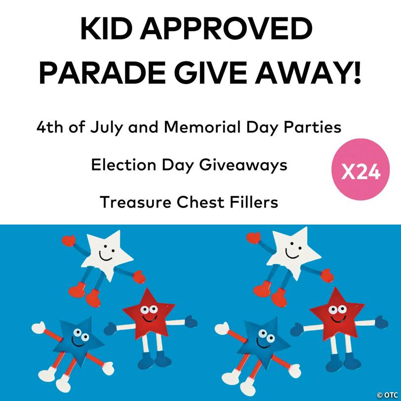 4 1/2" x 4" Patriotic Red, White & Blue Star-Shaped Vinyl Bendables – 24 Pc.