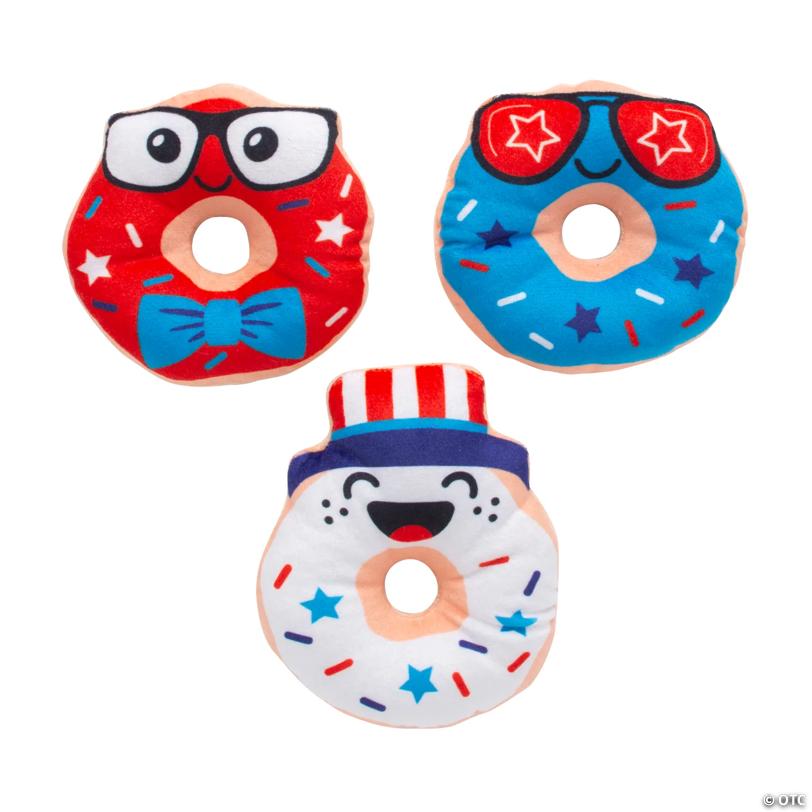 4" Patriotic Red, White & Blue Silly Stuffed Donuts - 12 Pc.