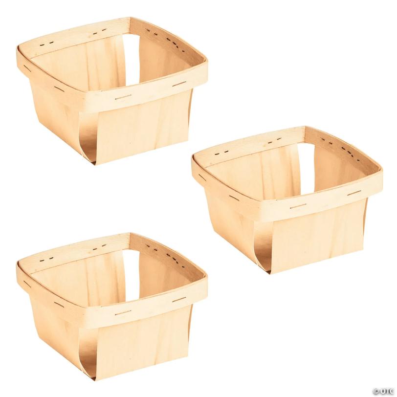 4" x 4" DIY Natural Chipwood Basket Craft Supplies – 3 Pc.