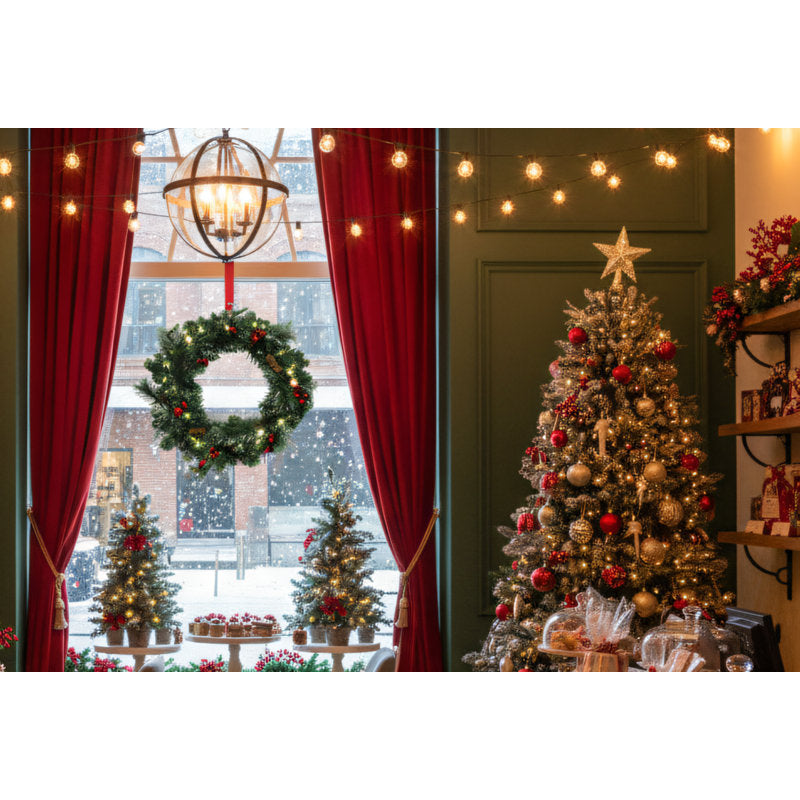 Pre-Lit Farmhouse Artificial Gnome Christmas Wreath hanging on a front door