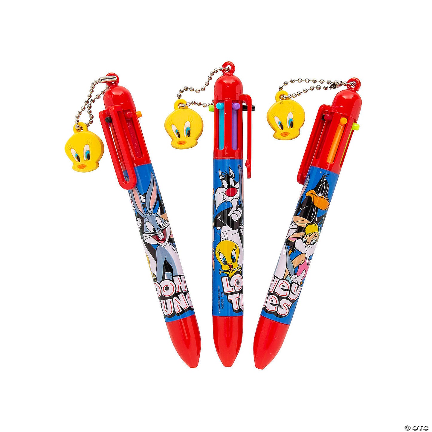 5 1/2" Looney Tunes™ Shuttle Pens with Tweety Bird Charm - 12 Pc. | USA Decoration®