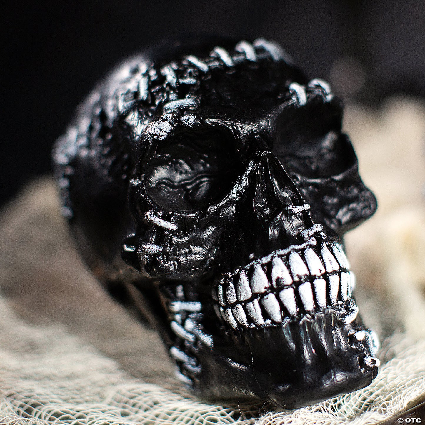 5 1/2" x 7 1/2" Creepy Black Skull Plastic Halloween Decoration