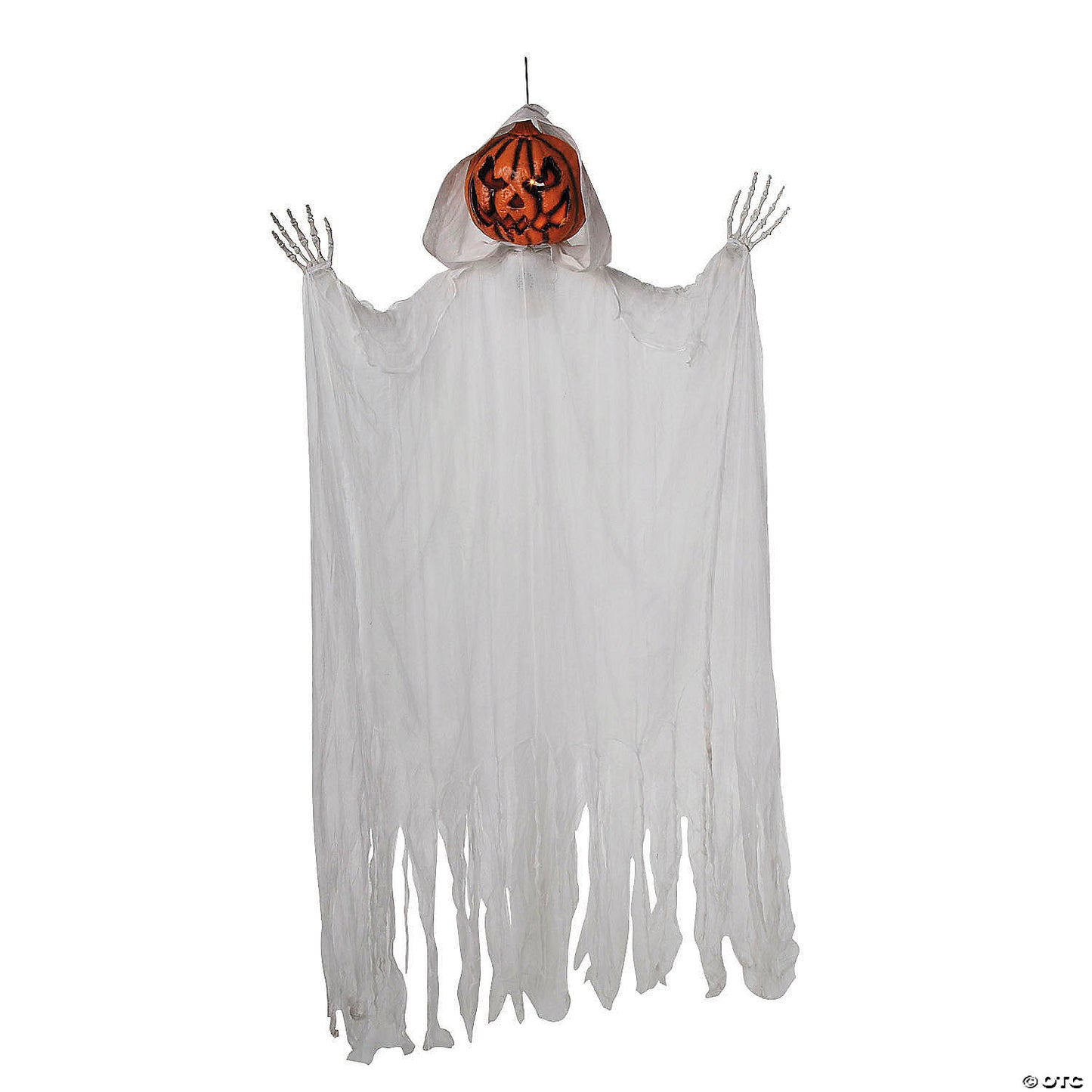 5 Ft. 6" Hanging Animated White Robe Pumpkin Man Halloween Decoration | USA Decoration®