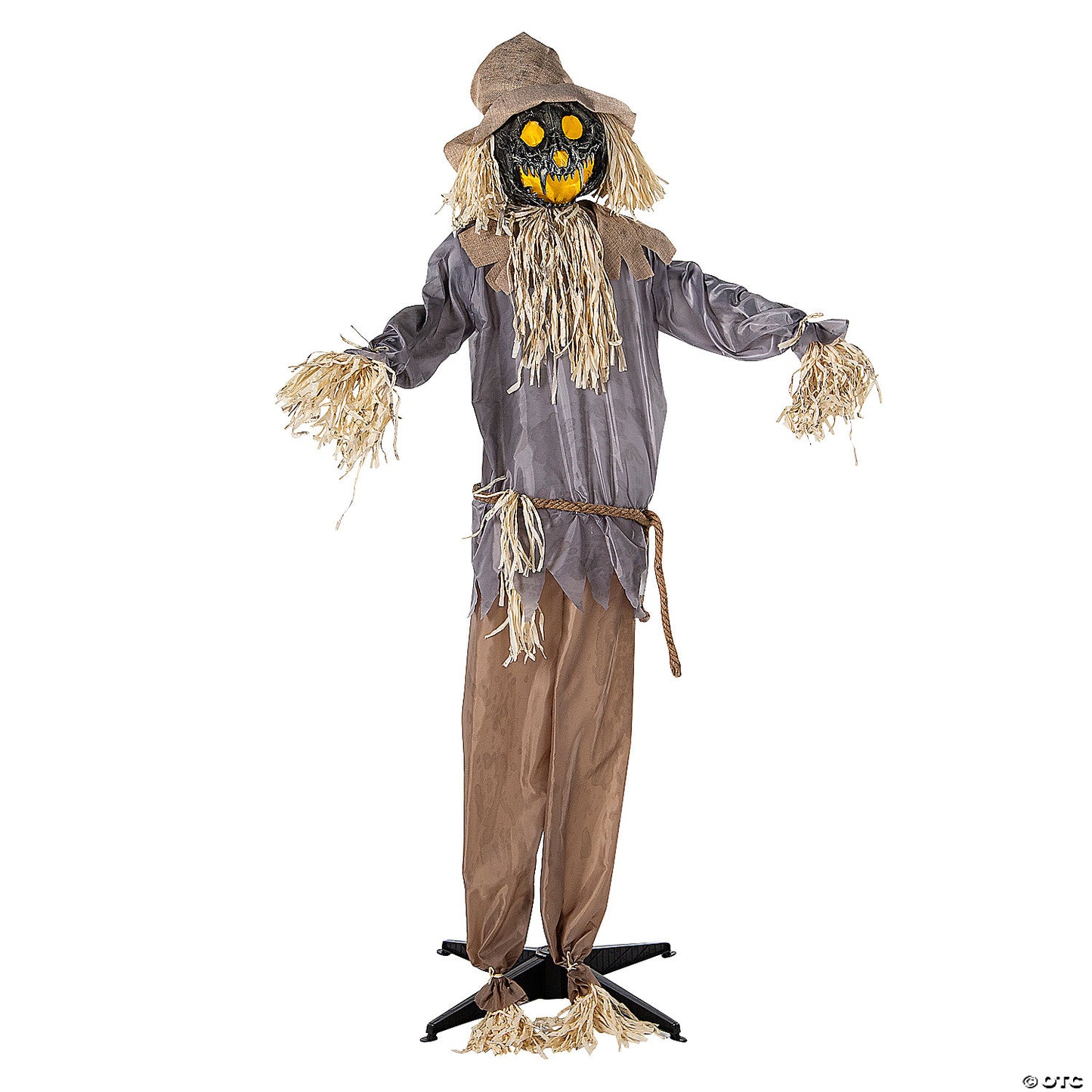 5 Ft. 6" Standing Animated Ghoulish Pumpkin Scarecrow Halloween Decoration | USA Decoration®