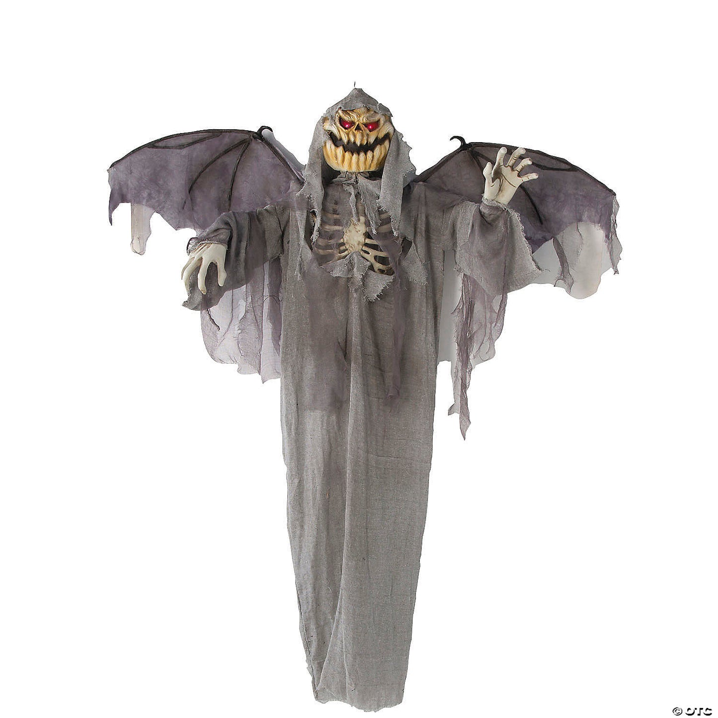 5 Ft. Animated Hanging Jack-O'-Lantern Skeleton Scarecrow with Wings Halloween Decoration | USA Decoration®
