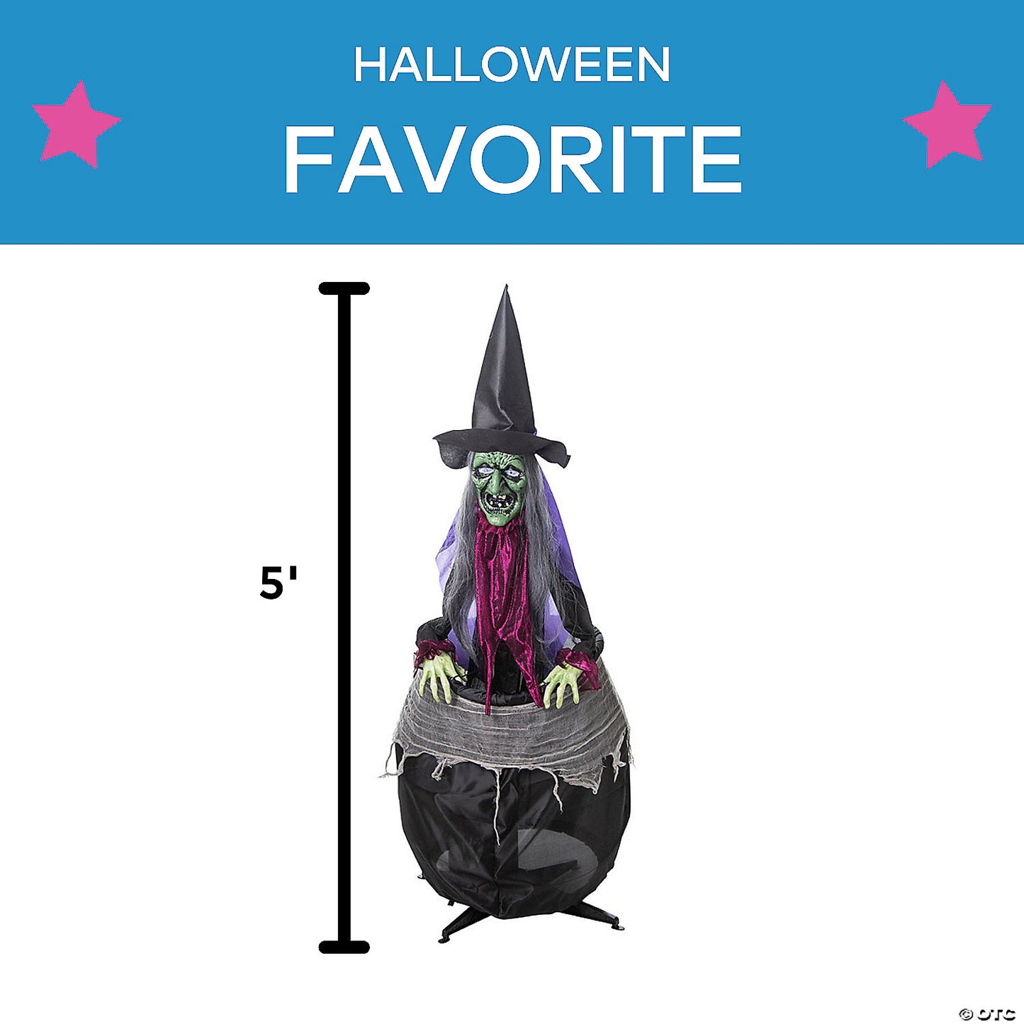 5 Ft. Animated Witch with Cauldron Standing Halloween Decoration | USA Decoration®