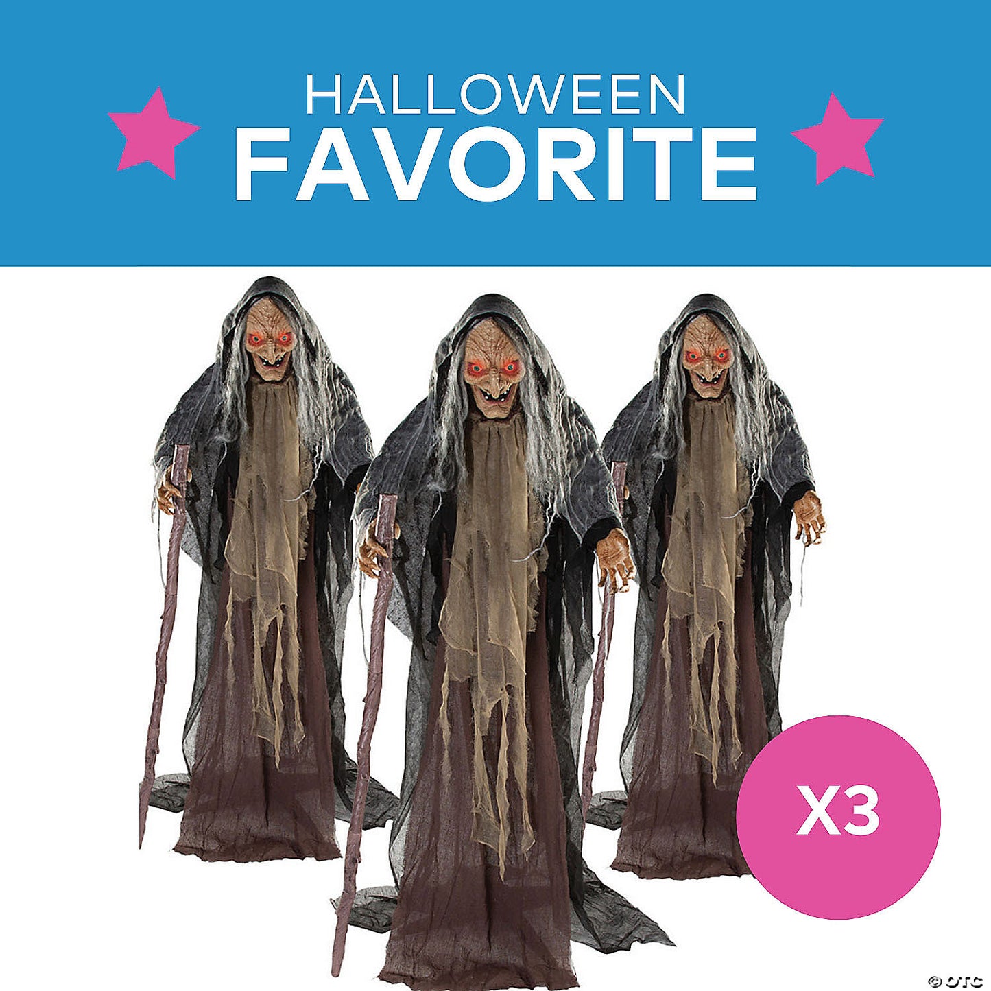 5 Ft. Bulk Animated Witches Standing Halloween Decorations Set - 3 Pc. | USA Decoration®