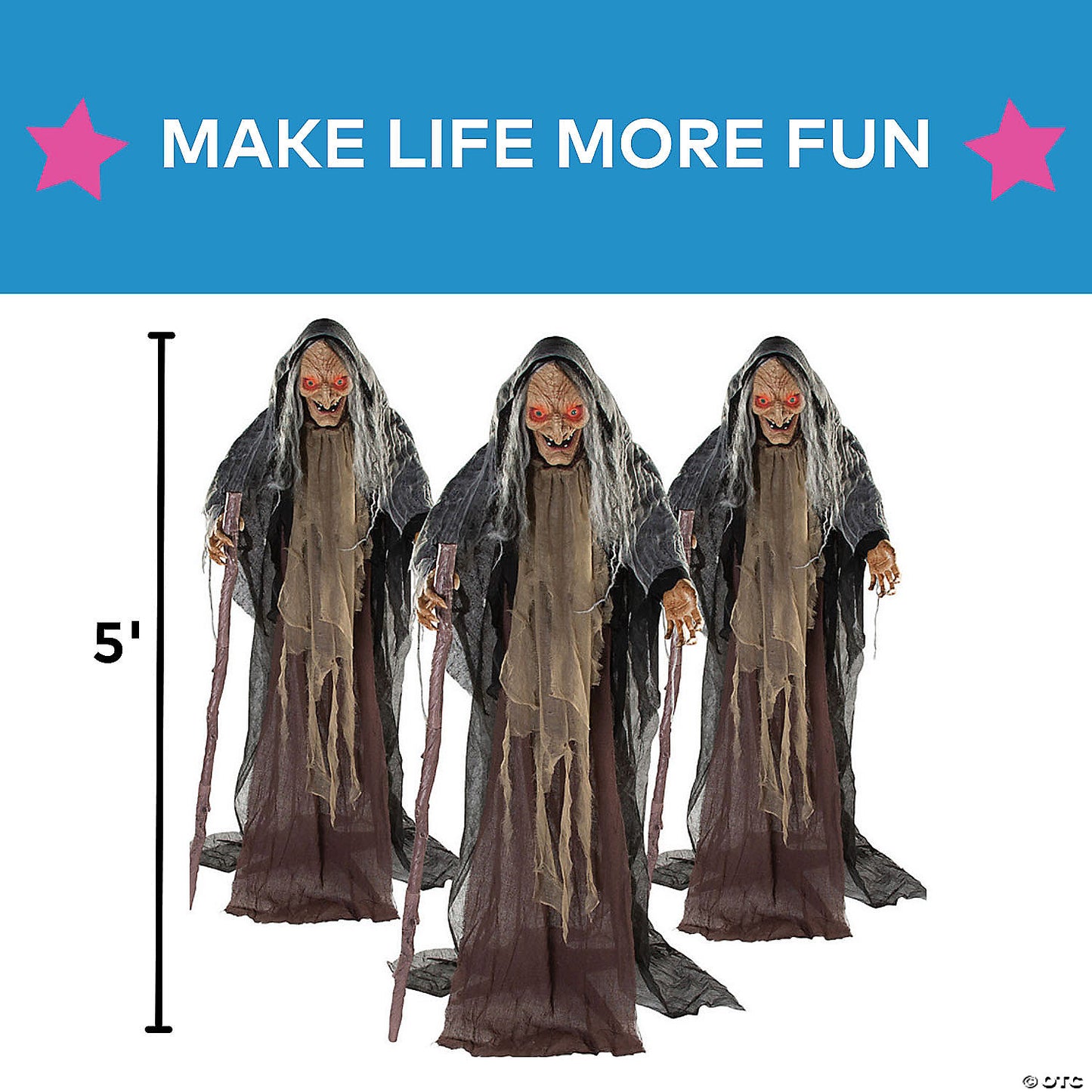 5 Ft. Bulk Animated Witches Standing Halloween Decorations Set - 3 Pc. | USA Decoration®