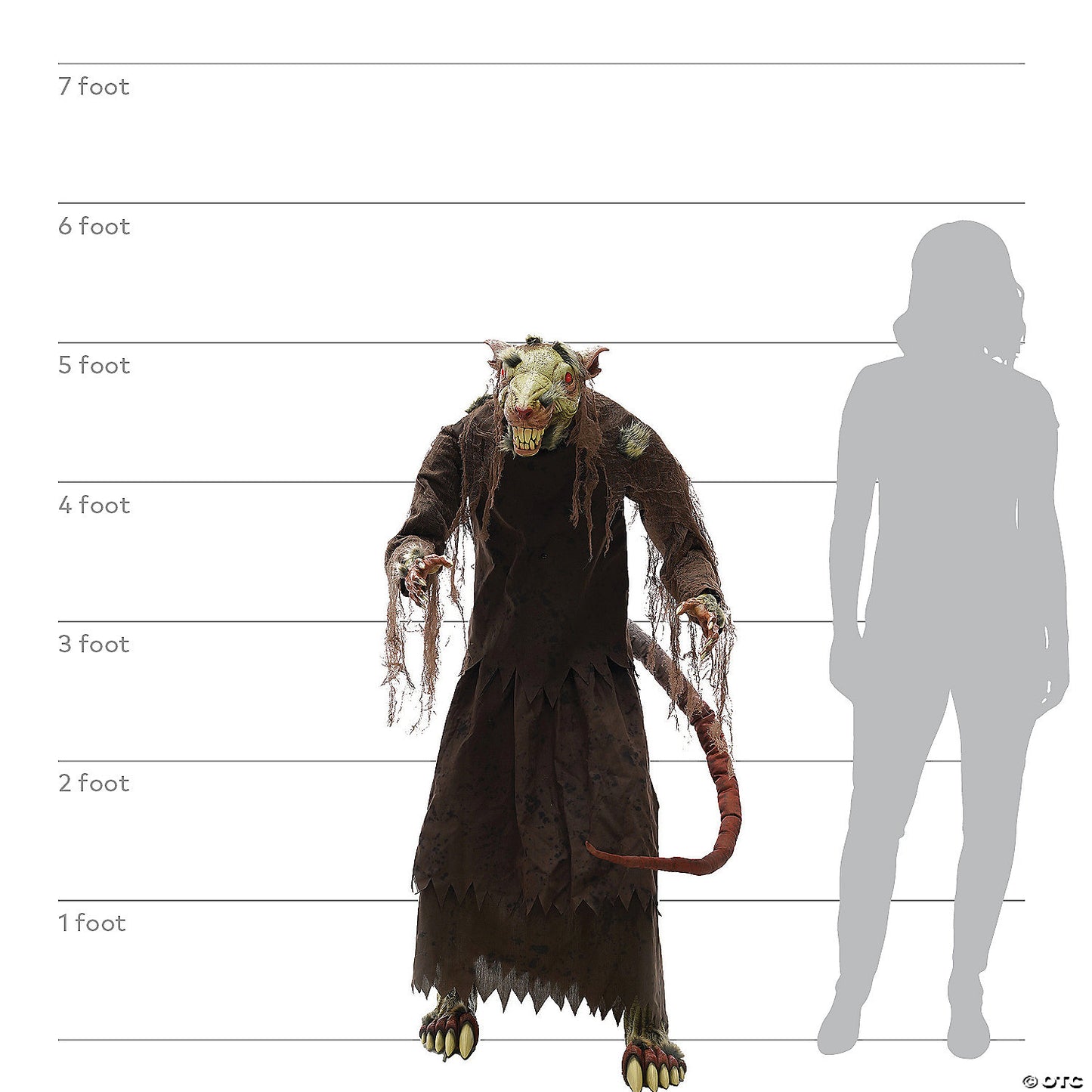 5 Ft. Mangey Rat Animated Prop Standing Halloween Decoration | USA Decoration®