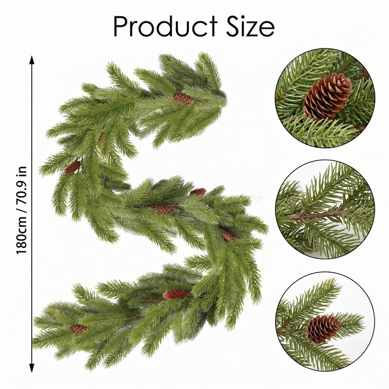 6 ft Pre-Lit Pine Christmas Garland wrapped around a staircase banister
