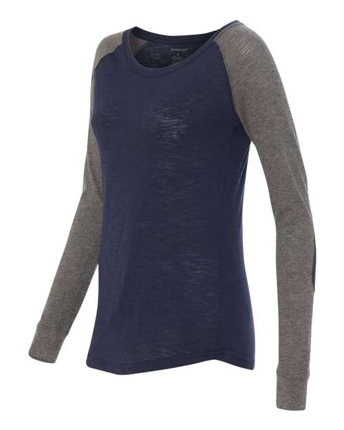 Women’s Preppy Patch Slub Long Sleeve T-Shirt | USA Decoration