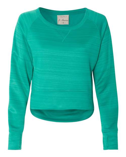 Women's Odyssey Striped Performance Fleece Hi-Low Crewneck Sweatshirt | USA Decoration