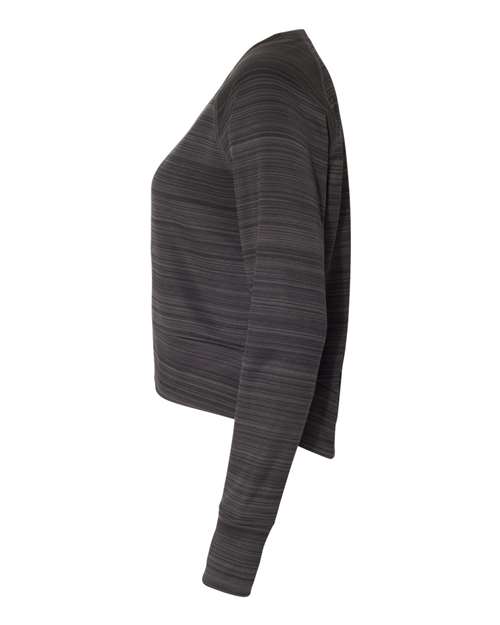 Women's Odyssey Striped Performance Fleece Hi-Low Crewneck Sweatshirt | USA Decoration