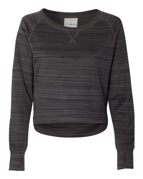 Women's Odyssey Striped Performance Fleece Hi-Low Crewneck Sweatshirt | USA Decoration