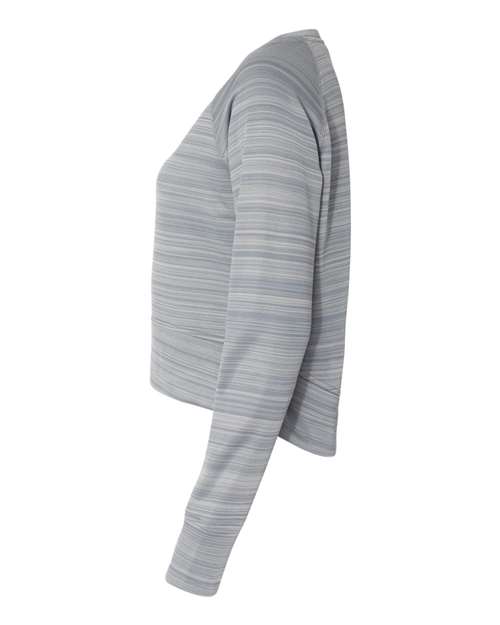 Women's Odyssey Striped Performance Fleece Hi-Low Crewneck Sweatshirt | USA Decoration