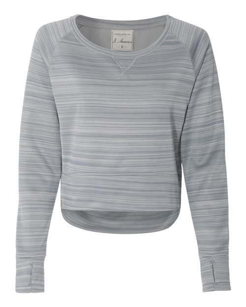 Women's Odyssey Striped Performance Fleece Hi-Low Crewneck Sweatshirt | USA Decoration
