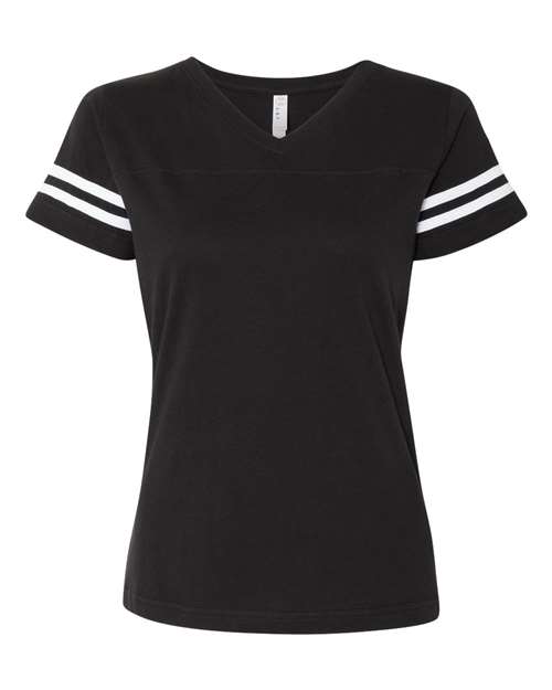 Women's Football V-Neck Fine Jersey Tee | USA Decoration