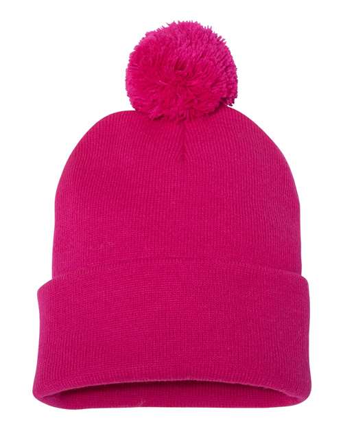 12" Pom-Pom Cuffed Beanie | USA Decoration
