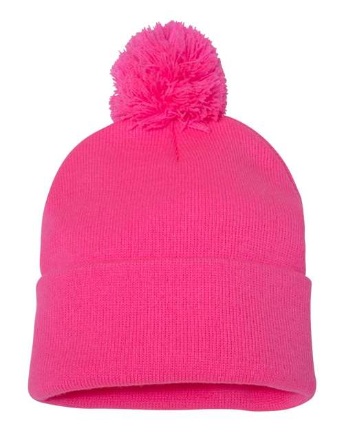12" Pom-Pom Cuffed Beanie | USA Decoration