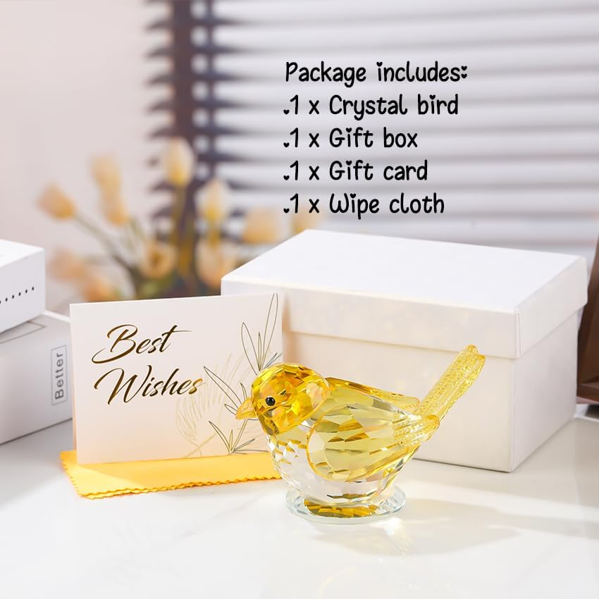 Arikyrist Hand Blown Glass Yellow Bird Gifts for Women Birds Decor for Home