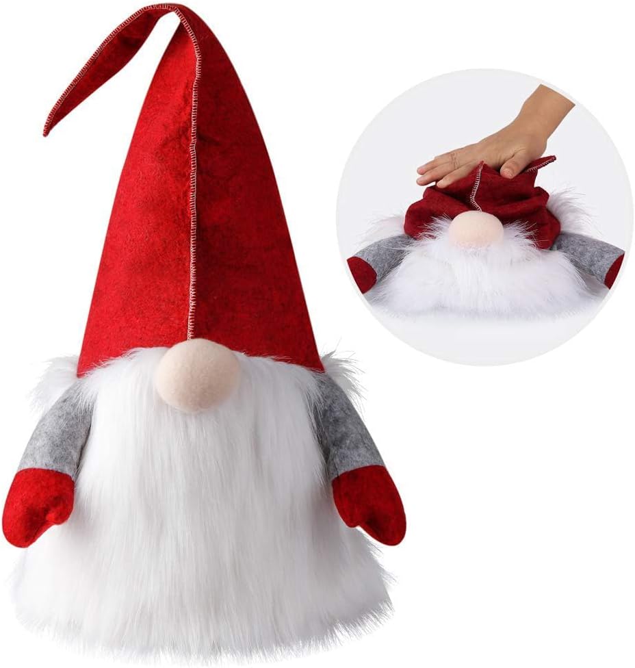 D-FantiX Gnome Christmas Tree Topper, 25 Inch Large Red Hat Swedish Tomte Gnome Christmas Ornaments Santa Gnomes Plush Scandinavian Christmas Decorations Holiday Home Décor