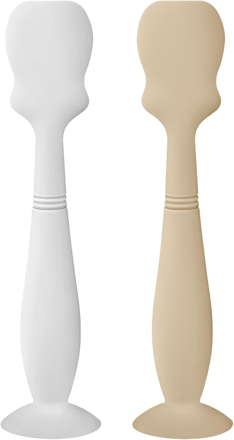 2-Pack Silicone Diaper Cream Spatula Set for Babies in Sand and White