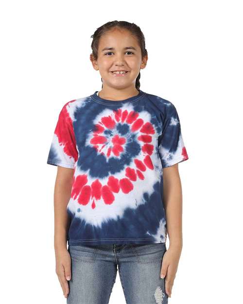 Youth Multi-Color Spiral Tie-Dyed T-Shirt | USA Decoration