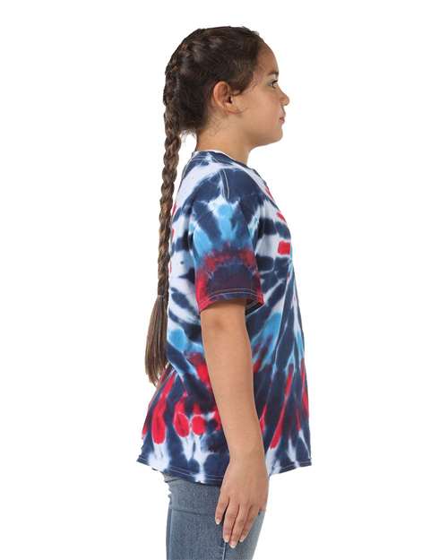 Youth Rainbow Cut-Spiral Tie-Dyed T-Shirt | USA Decoration