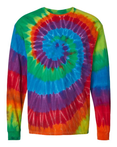 Multi-Color Spiral Tie-Dyed Long Sleeve T-Shirt | USA Decoration