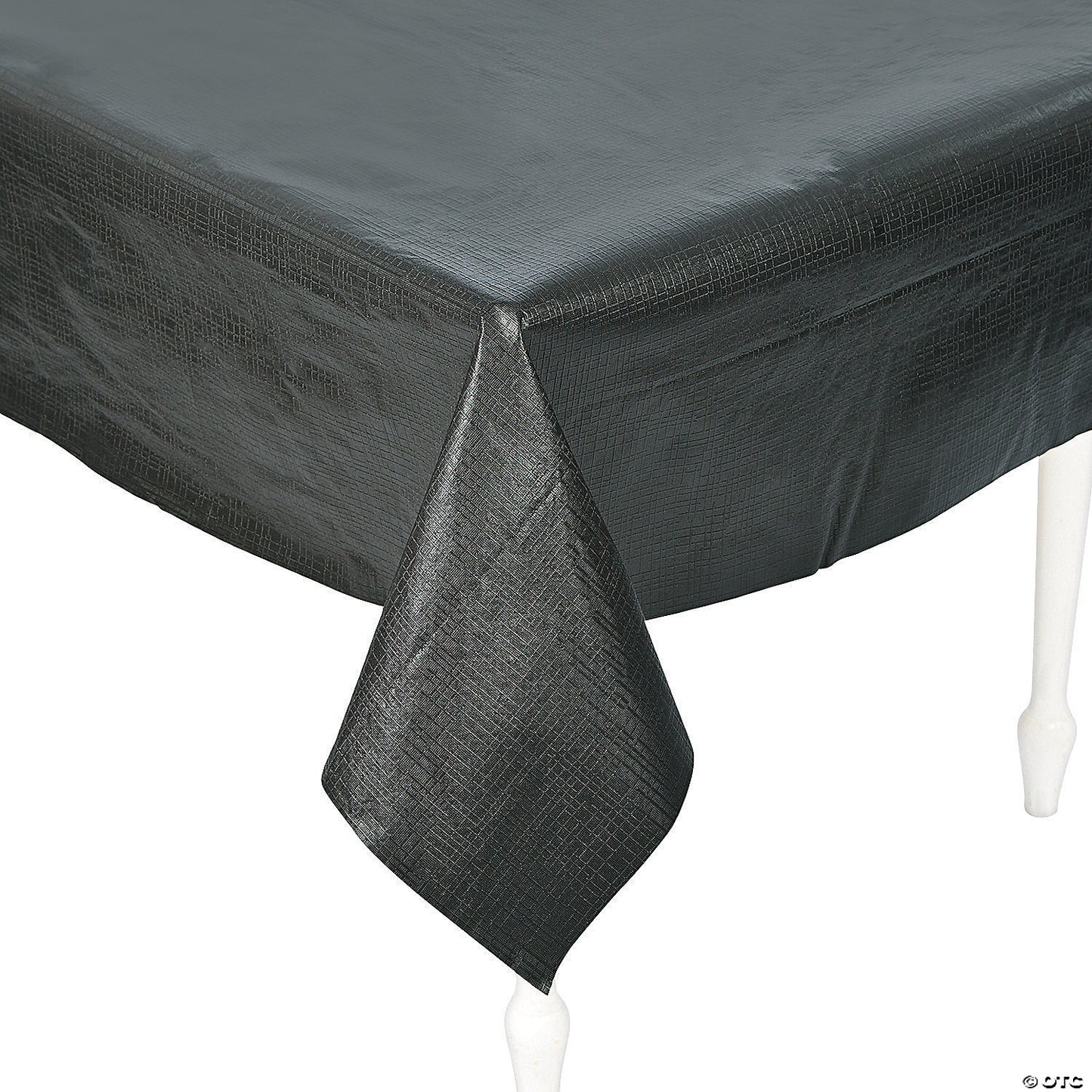 54" x 108" Black Rectangle Vinyl Tablecloth with Flannel Back