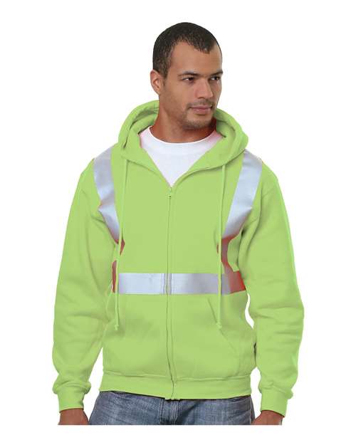 USA-Made Hi-Visibility Full-Zip Hooded Sweatshirt | USA Decoration