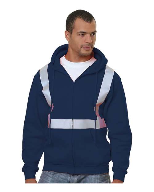 USA-Made Hi-Visibility Full-Zip Hooded Sweatshirt | USA Decoration